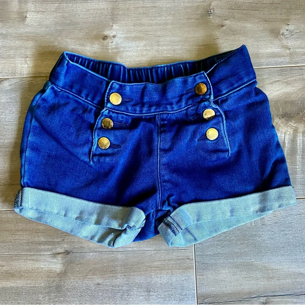 OshKosh Sailor Button Front Stretch Denim Shorts with Cuffed Hem